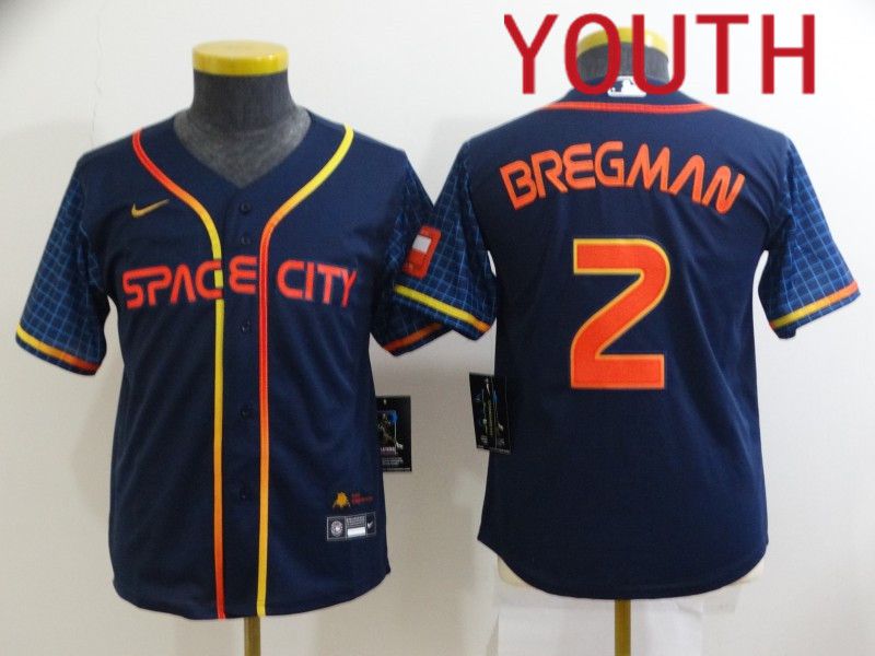Youth Houston Astros 2 Bregman Blue City Edition Game Nike 2022 MLB Jersey